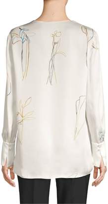 Theory Silk Charmeuse Floral Tunic