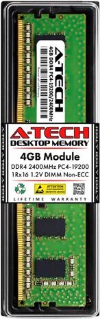 A-Tech 4GB RAM Replacement for Crucial CT4G4DFS624A DDR4 2400MHz PC4-19200 DIMM 1Rx16 Desktop Memory