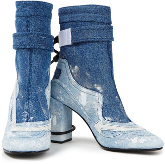 Off WhiteTM Off-whiteTM Embellished Painted Denim Ankle Boots