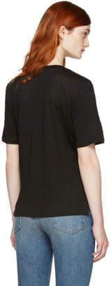 Frame Black Linen U-Neck T-Shirt