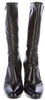 Thumbnail for your product : Prada Leather Round-Toe Boots