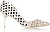 Thumbnail for your product : J.Crew + Sophia Webster cutout leather and printed twill pumps
