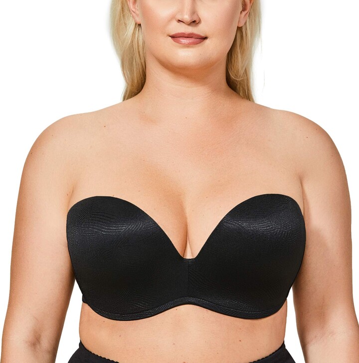 DELIMIRA Women's Plus Size Padded Lift Support Plunge Strapless Bra Black  40C - ShopStyle
