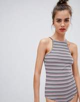 Thumbnail for your product : Pull&Bear ribbed body in multi stripe