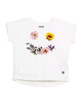 Molo Rachelle Short-Sleeve Flower Smiley Face T-Shirt, Size 2-10