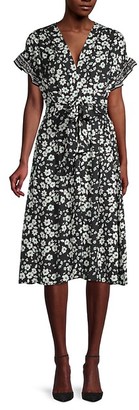 max studio flutter sleeve floral midi dress