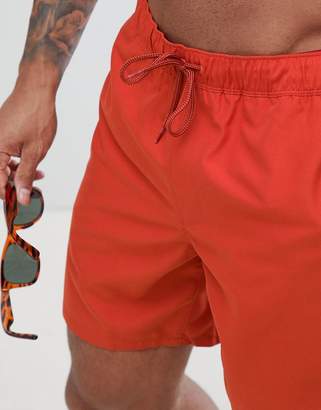 ASOS Design DESIGN Swim Shorts In Rust Mid Length
