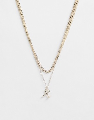 Topshop Exclusive multirow necklace with twist screw pendant in gold -  ShopStyle