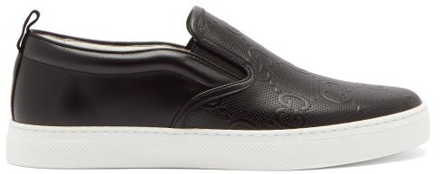 black leather slip on trainers