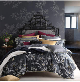 Florence Broadhurst THE CRANES CHARCOAL QUILT COVER SET - KING BED