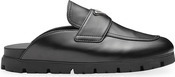 Prada Men's Leather Sabots - Black - Size 8.5 - ShopStyle
