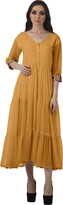 Thumbnail for your product : Moomaya V-Neck Button Down Tiered Maxi Dresses Women Party Dress Pink