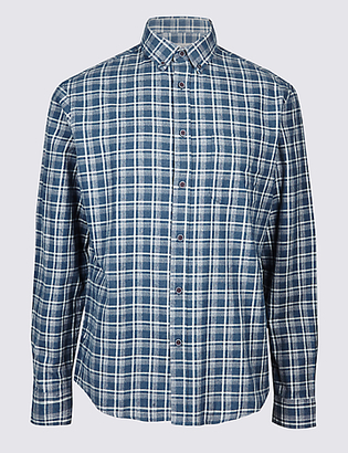 M&S Collection Brushed Cotton Checked Shirt