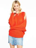Thumbnail for your product : Very Cold Shoulder Batwing Rib Jumper
