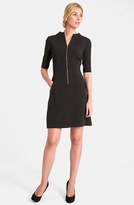 Thumbnail for your product : Tahari Elbow Sleeve Front Zip Sheath Dress