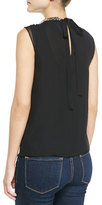 Thumbnail for your product : Rebecca Taylor Bead-Neck Draped Georgette Top