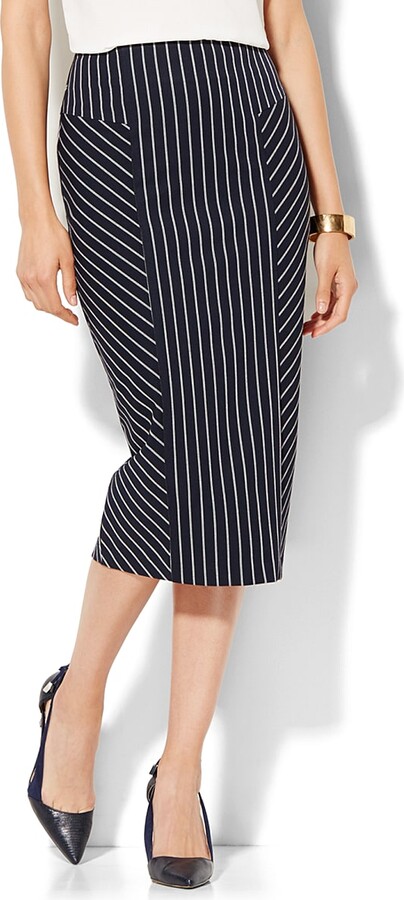 Woman's Louise Dark Pinstripe Tailored Pencil Skirt 