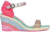 Thumbnail for your product : Sophia Webster Lucita Leather-trimmed Woven Canvas Espadrille Wedge Sandals