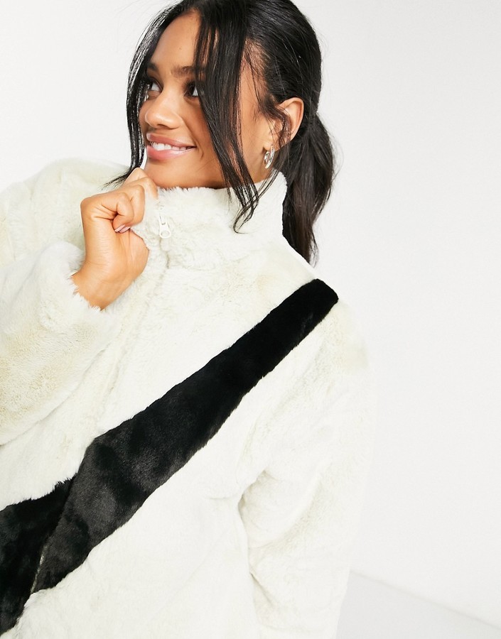 nike faux fur jacket cream