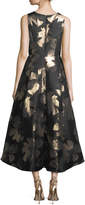 Thumbnail for your product : Shoshanna Coraline Sleeveless Metallic Floral High-Low Evening Gown