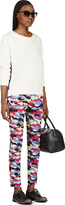 Thumbnail for your product : Carven Lime Green & Pink Gabardine Camouflage Trousers