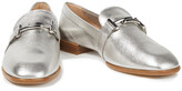 Thumbnail for your product : Tod's Double T Embellished Metallic Textured-leather Loafers