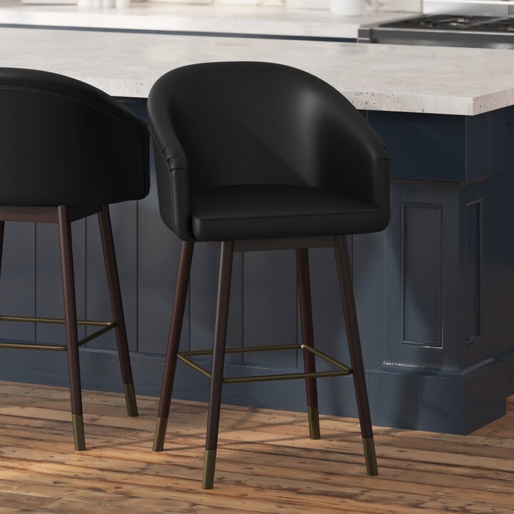 Taylor & Logan Upholstered Counter Stool with Wooden Legs ShopStyle