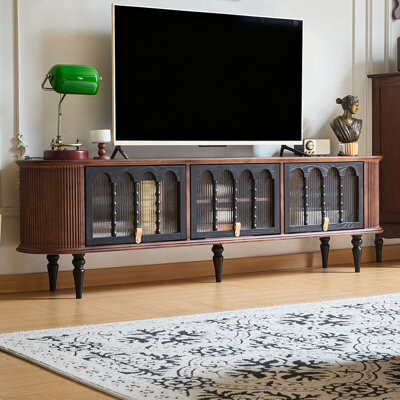 Latitude Run Retro Walnut Solid Wood TV Stands