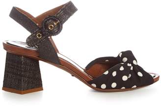 Dolce & Gabbana Polka-dot print knotted-front and raffia sandals