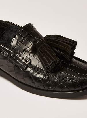Topman Black Leather Tassel Encore Loafers