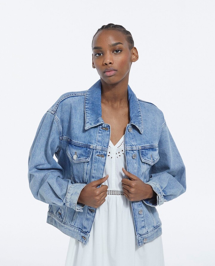 The Kooples Blue faded jean jacket with chest pockets