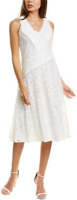 taylor v neck lace midi dress