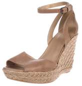 Thumbnail for your product : Stuart Weitzman Leather Ankle-Strap Wedges