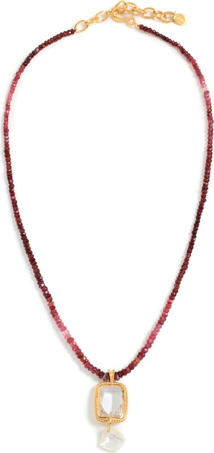 Chan Luu Burgundy Mix Beaded Pendant Necklace