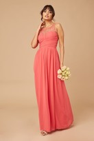 Thumbnail for your product : Little Mistress Grace Coral Embellished Neck Maxi Dress