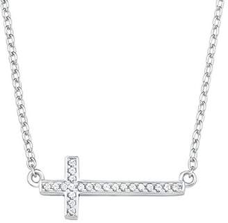 S'Oliver Women's Chain with Pendant as pure 925 silver rhodium-plated Zirconia White 45 cm 2017233