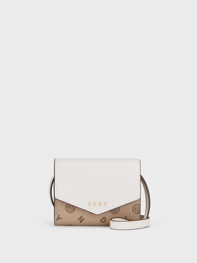 DKNY Women's Envelope Logo Card Holder With Strap Heritage Chino