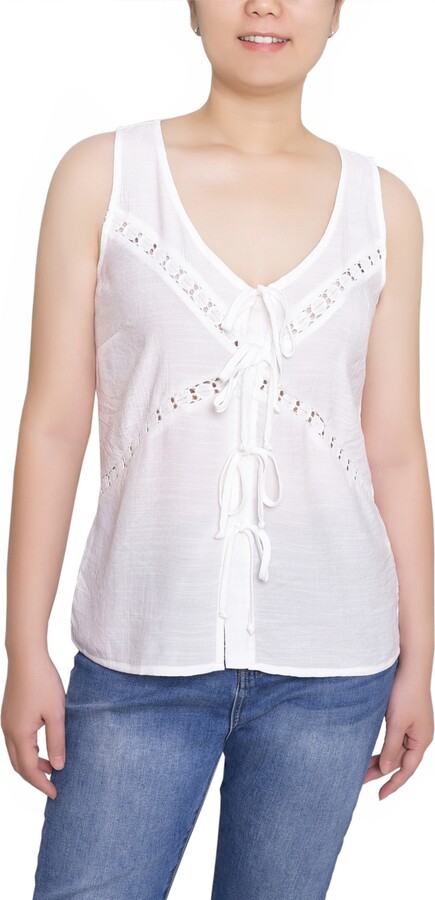 NY Collection Petite Sleeveless V Neck Blouse
