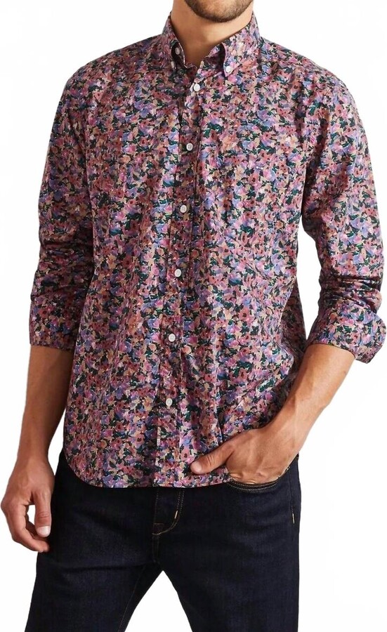 Eden Park Poplin Polo Shirt With A Floral Detail In Multi