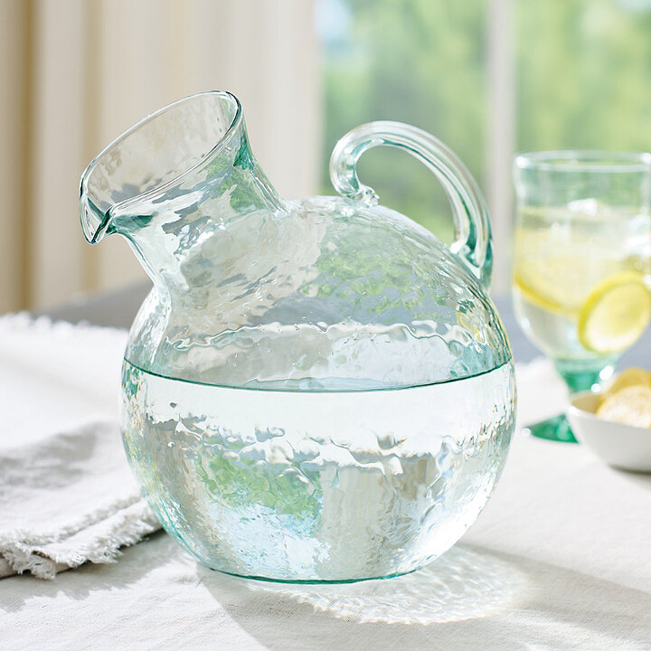 Grandin Road Recycled Glass Tilted Pitcher