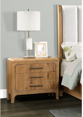 Orren Ellis 1Pc Three Drawer Nightstand Wooden Bedroom Furniture