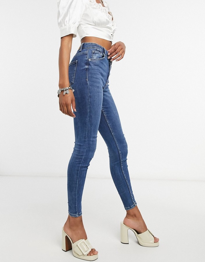 Bershka super skinny jeans in dark blue - ShopStyle