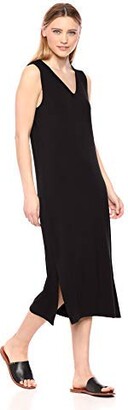 Amazon Essentials Women's Supersoft Terry Relaxed-Fit Sleeveless V-Neck Midi Dress (Previously Daily Ritual)