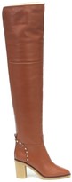 Thumbnail for your product : Valentino Garavani Garavani Rockstud 85 shearling-lined over-the-knee boots