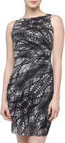 Thumbnail for your product : Catherine Malandrino Philippe Eiffel Tower Print Side-Ruched Dress