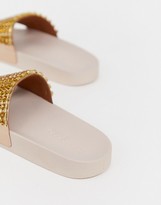Thumbnail for your product : ASOS DESIGN Featuring embellished sliders in rose gold