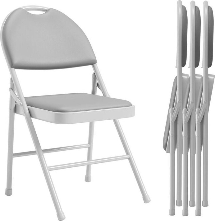 gaomon Folding Chairs 4 Pack, Portable Metal Chairs with Cushions and Non-Slip Feet Pads for Home and Office, Indoor and Outdoor Events