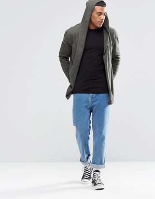 ASOS Knitted Hooded Cardigan in Cotton