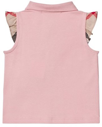 Burberry Pale Pink Polo with Frill Check Sleeves