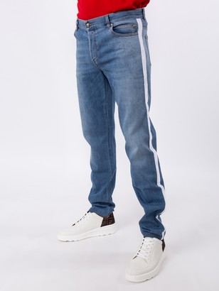 Balmain White Side Band Slim-fit Jeans